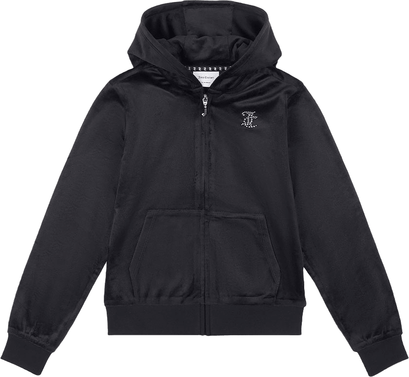 Sweater Diamante Velour Zip Thru Hoodie, från Juicy Couture, i färgen Jet Black.