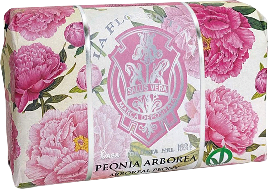 Fast tvål papperomslag Arboreal Peony, från La Florentina.