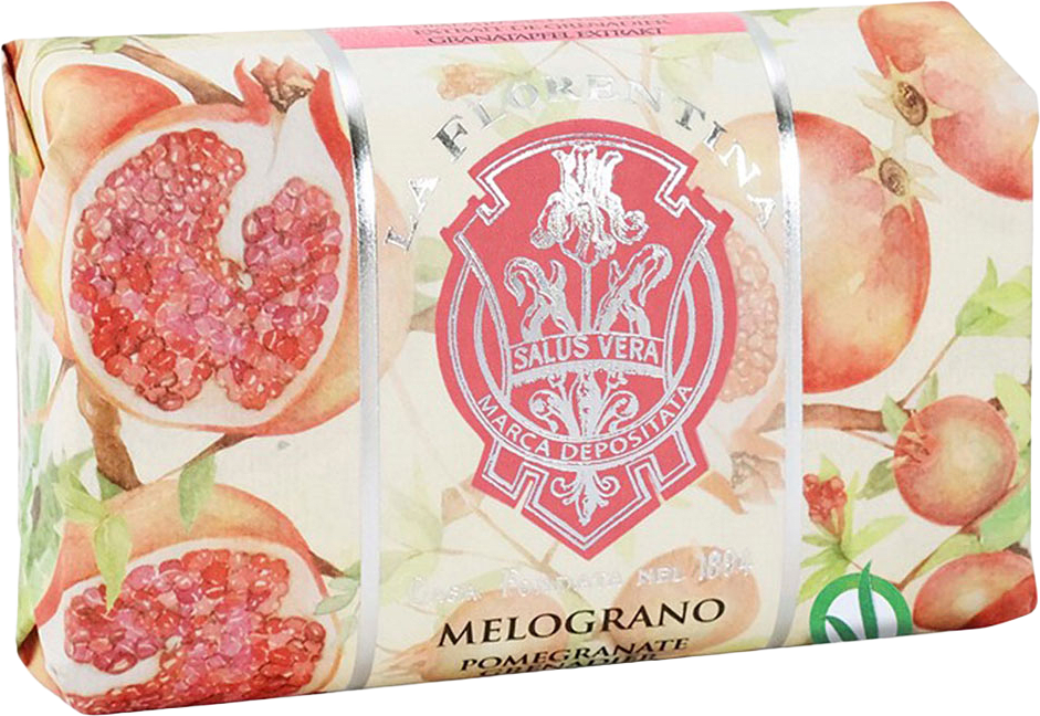 Fast tvål papperomslag Pomegranate, från La Florentina.