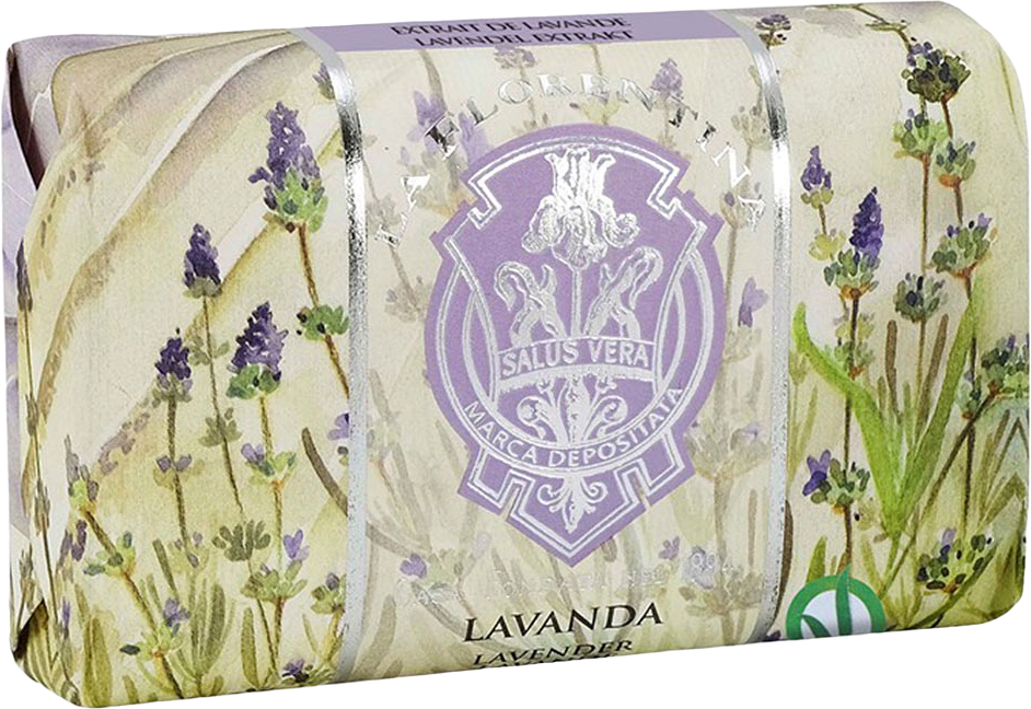 Fast tvål papperomslag Lavender, från La Florentina.