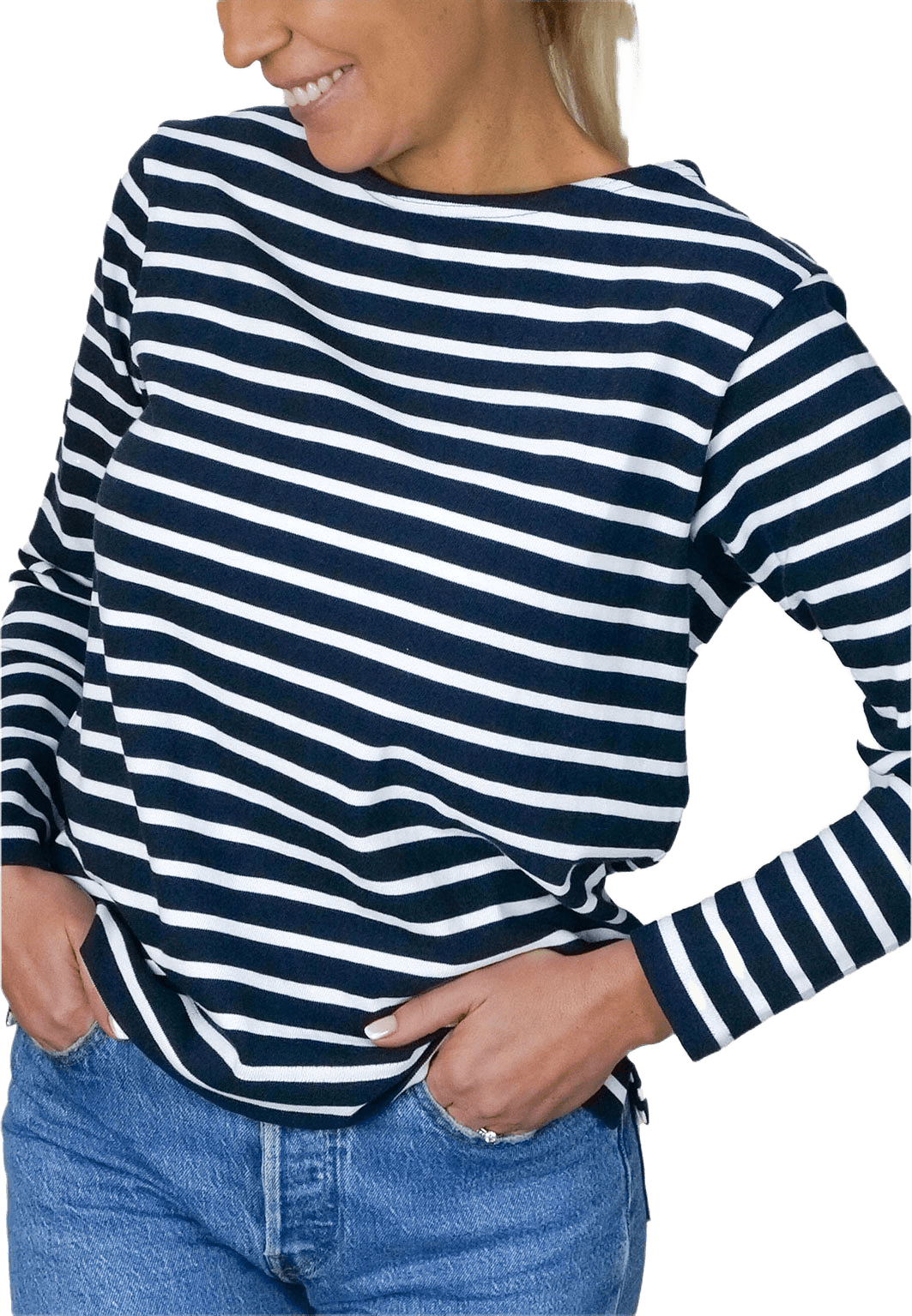 Bolmsö Randig Långärmad T-shirt, från Boomerang, i färgen Night Sky.