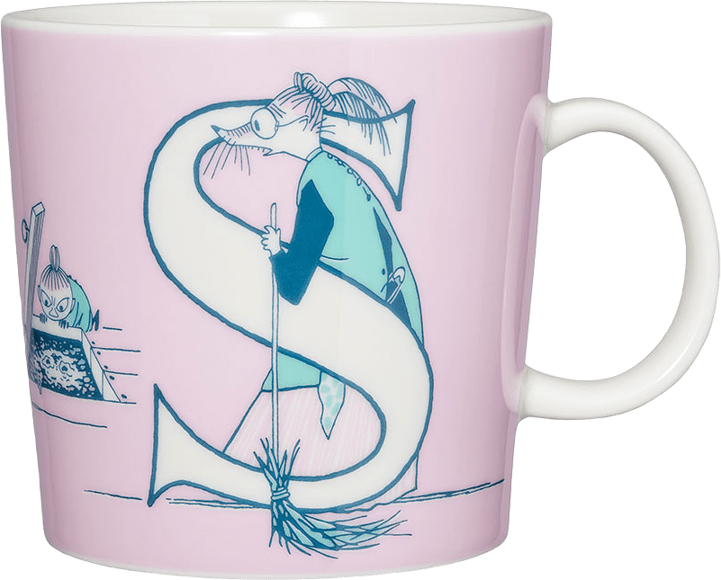 Muminmugg 40 cl ABC S, från Arabia, i färgen Rosa.