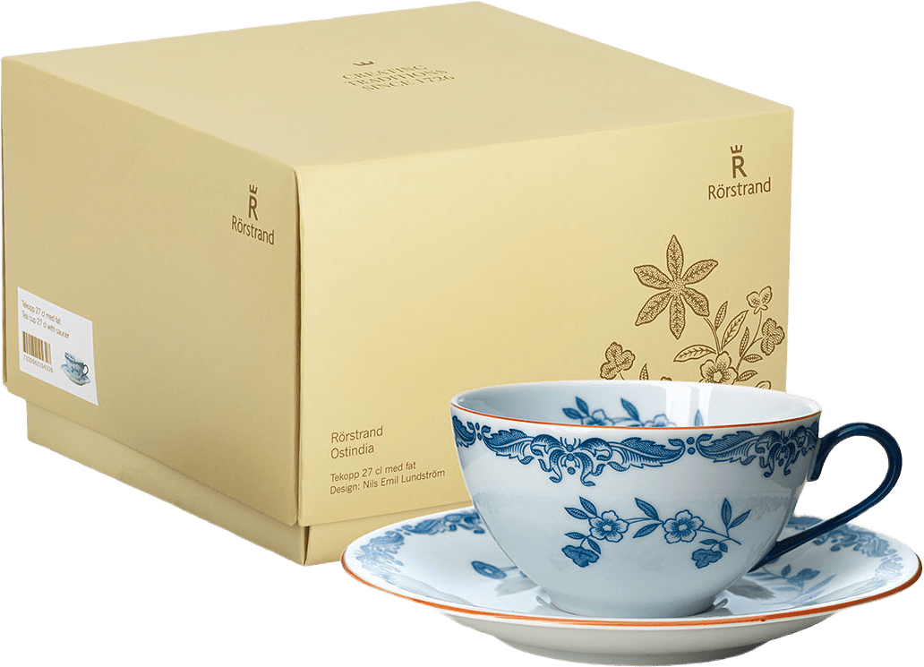 Ostindia Tekopp 27Cl & Fat Set, från Rörstrand, i färgen Blå.