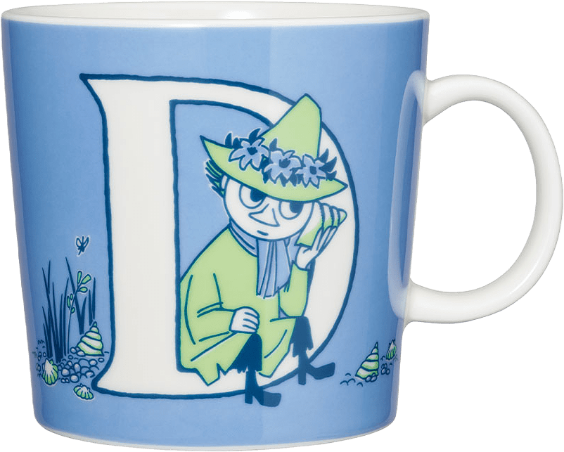 Muminmugg 40 cl ABC D, från Arabia, i färgen Blå.