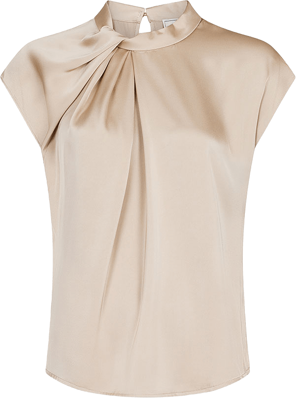 Fleur Drapy Satin Blouse, från Neo Noir, i färgen Dark Sand.