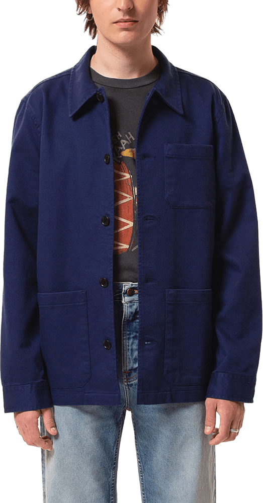 Barney Worker Jacket, från Nudie Jeans, i färgen Mid Blue.
