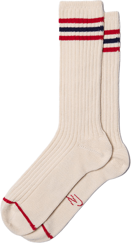 Men Tennis Socks Retro, från Nudie Jeans, i färgen Offwhite/Red.