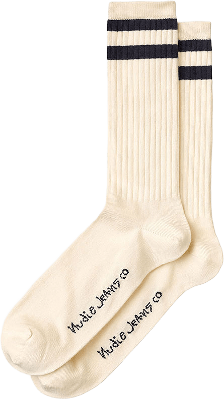 Amundsson Sport Socks Offwhite, från Nudie Jeans, i färgen Offwhite/Navy.