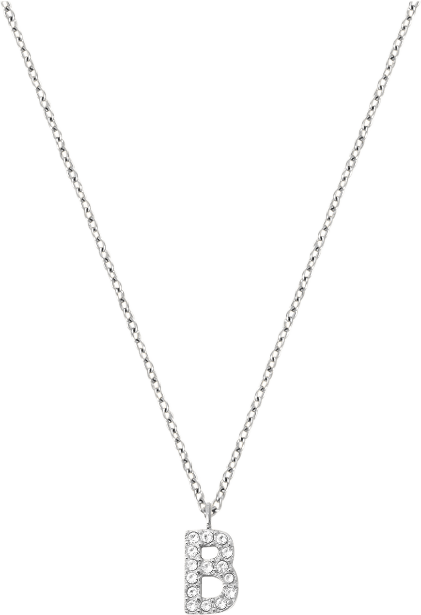 Petite Stone Letter B Steel Necklace, från Mockberg, i färgen Silver.
