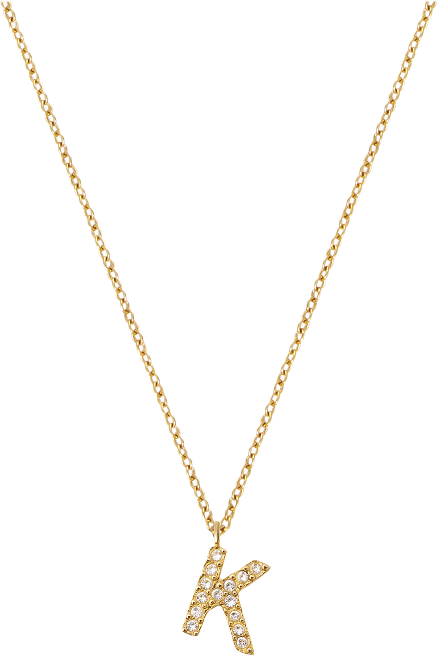 Petite Stone Letter K Gold Necklace, från Mockberg, i färgen Gold.