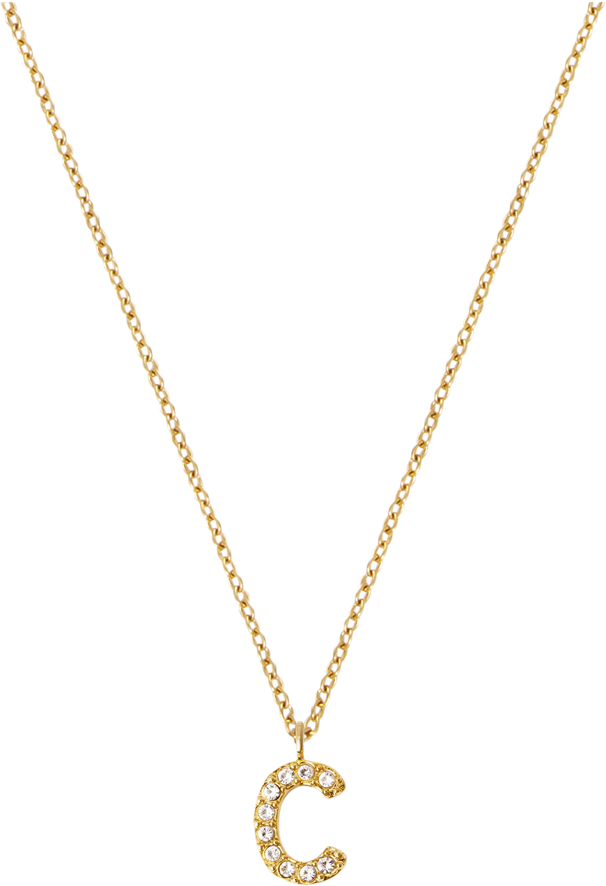 Petite Stone Letter C Gold Necklace, från Mockberg, i färgen Gold.