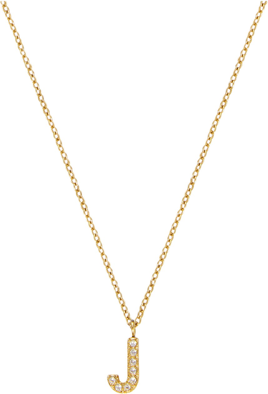 Petite Stone Letter J Gold Necklace, från Mockberg, i färgen Gold.