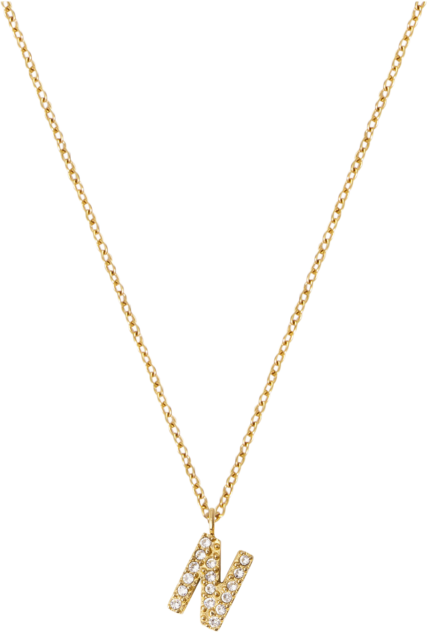 Petite Stone Letter N Gold Necklace, från Mockberg, i färgen Gold.