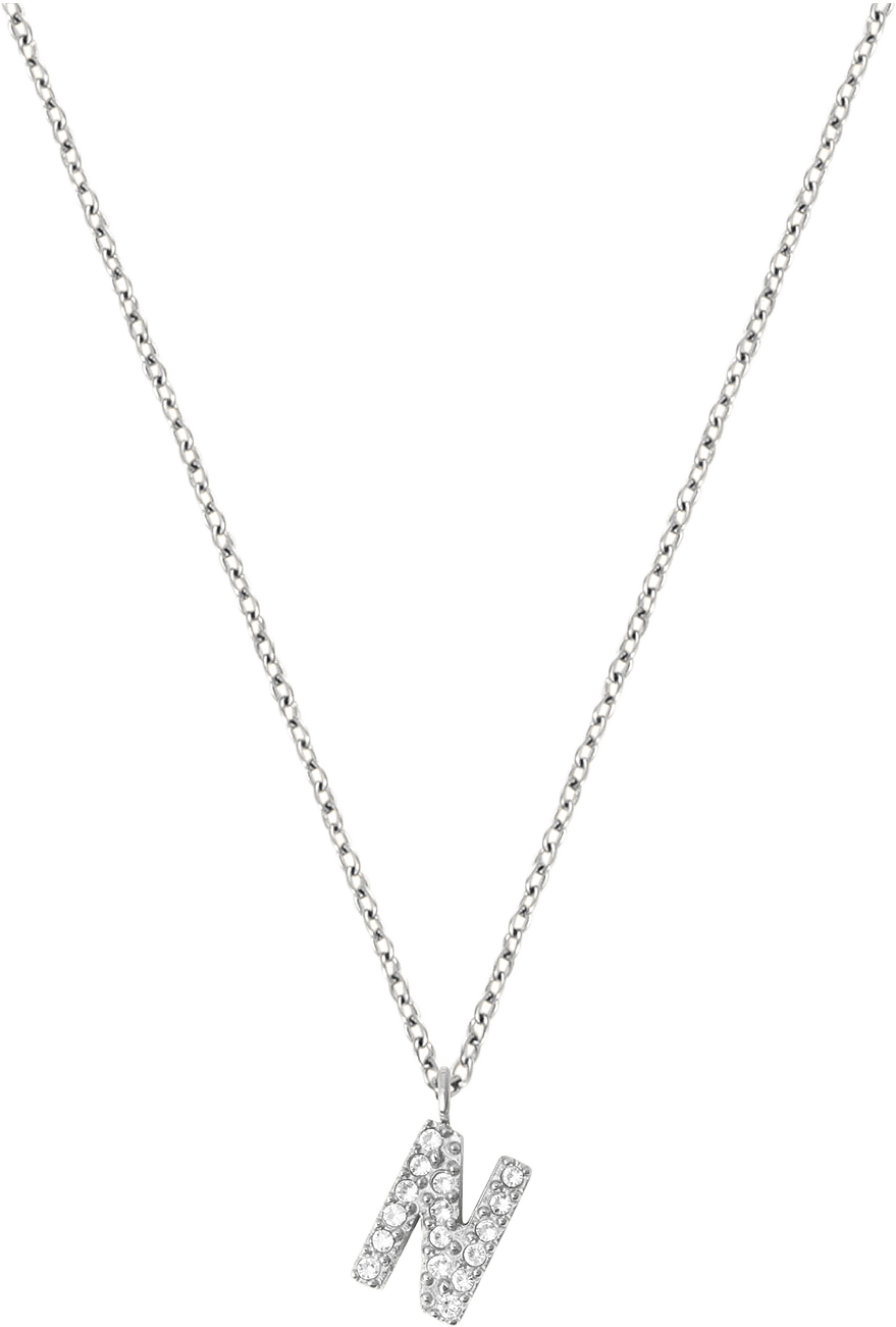 Petite Stone Letter N Steel Necklace, från Mockberg, i färgen Silver.
