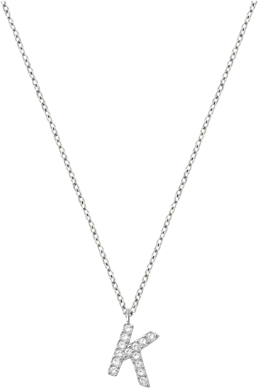 Petite Stone Letter K Steel Necklace, från Mockberg, i färgen Silver.