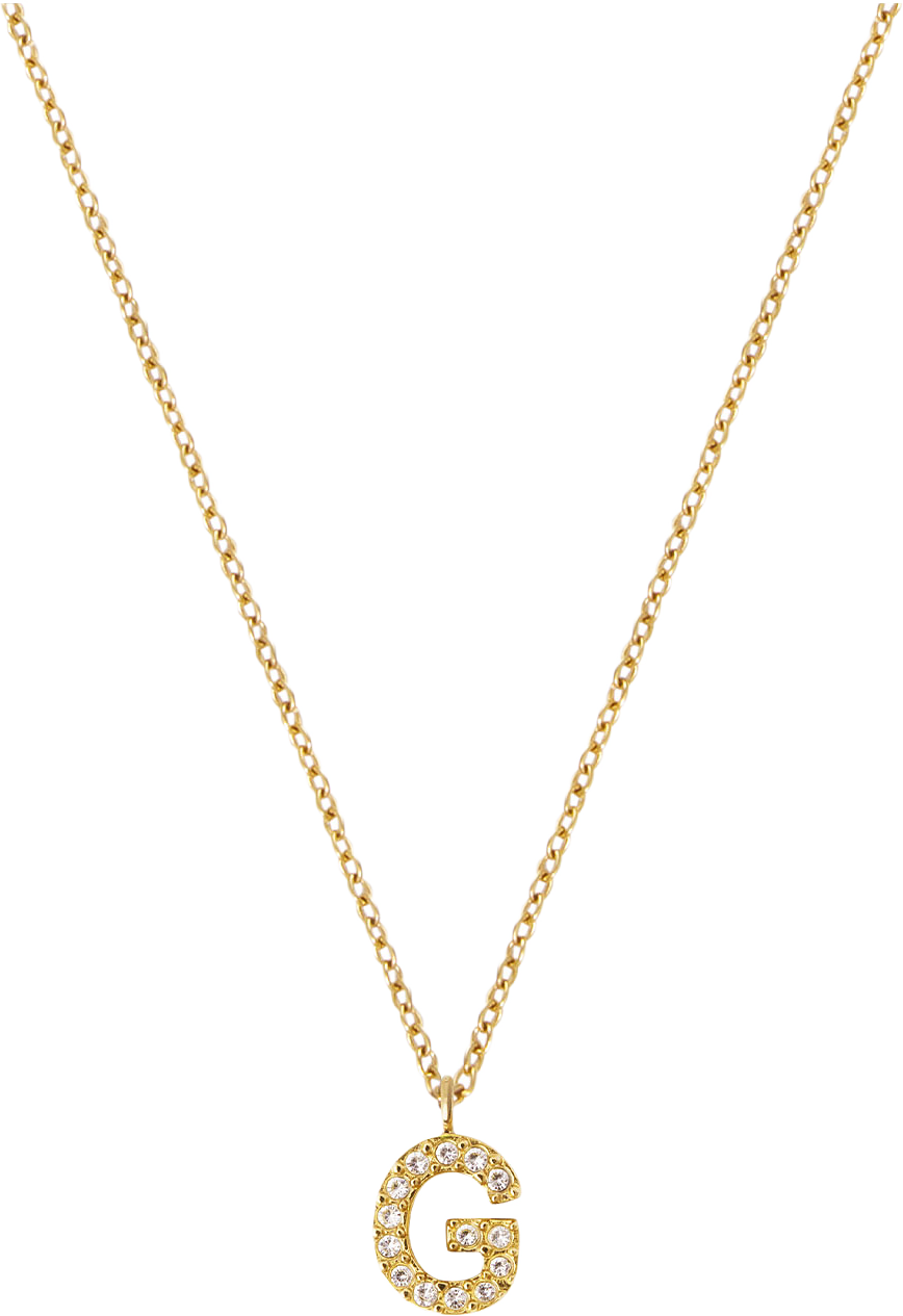 Petite Stone Letter G Gold Necklace, från Mockberg, i färgen Gold.