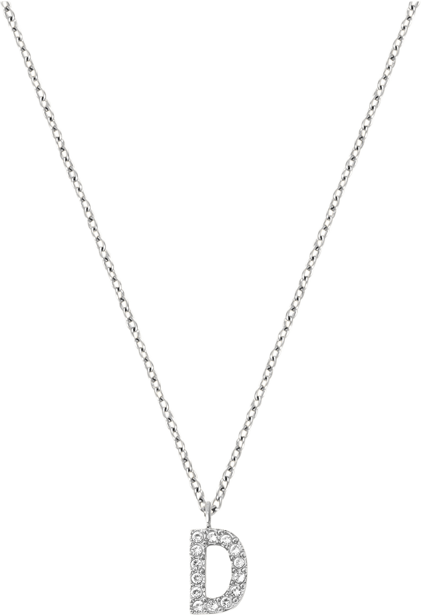 Petite Stone Letter D Steel Necklace, från Mockberg, i färgen Silver.