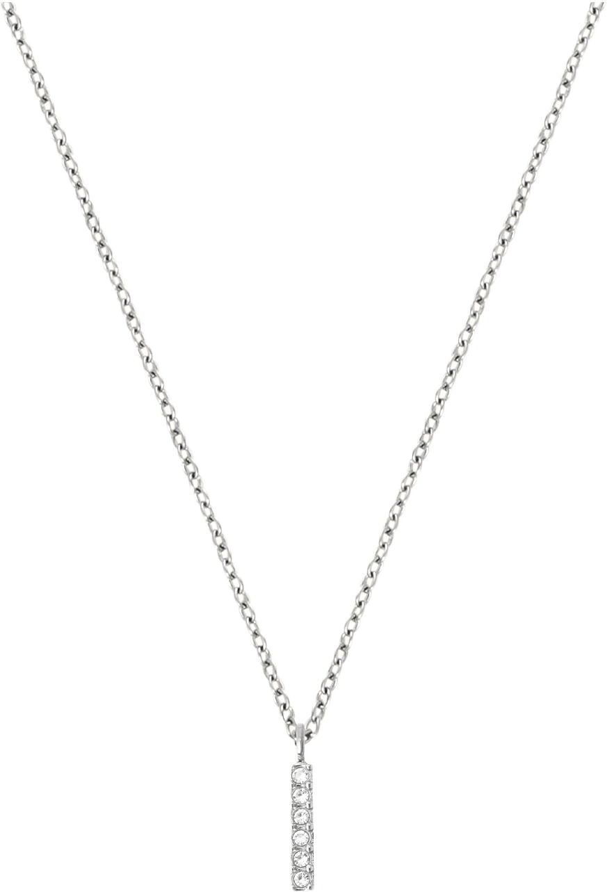 Petite Stone Letter I Steel Necklace, från Mockberg, i färgen Silver.