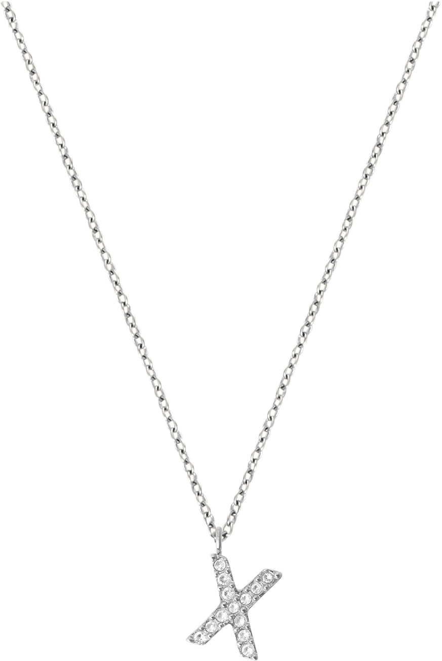 Petite Stone Letter X Steel Necklace, från Mockberg, i färgen Silver.