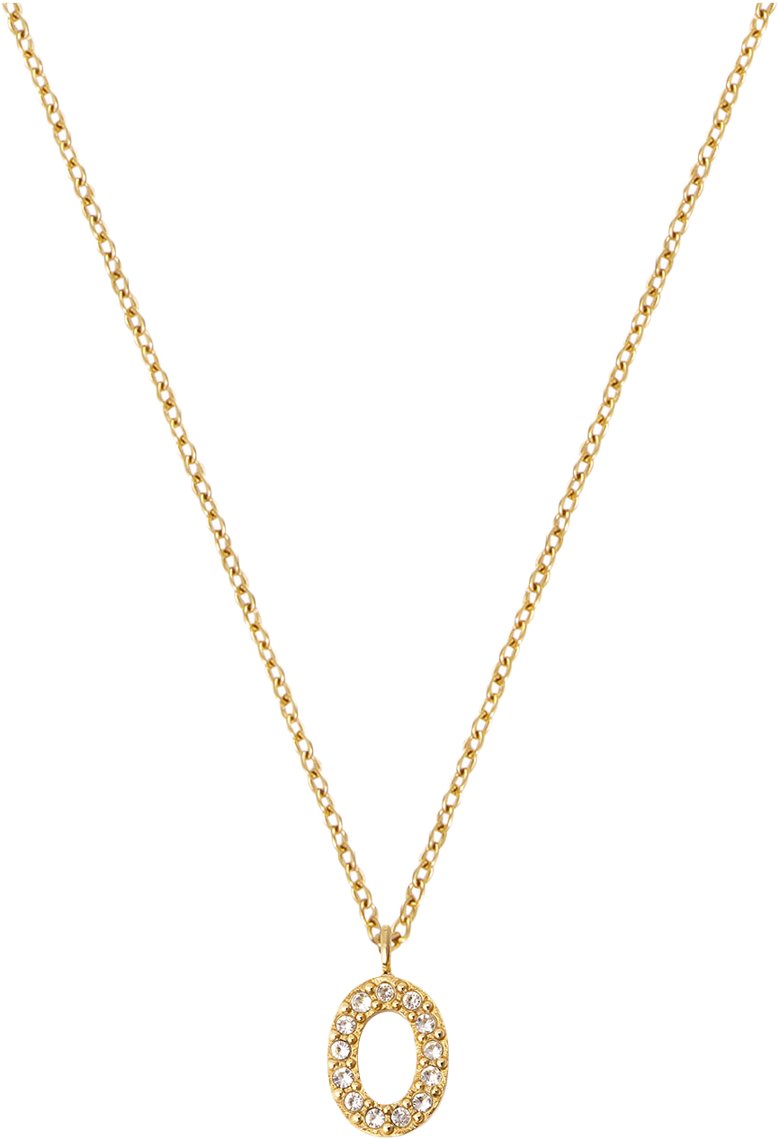 Petite Stone Letter O Gold Necklace, från Mockberg, i färgen Gold.