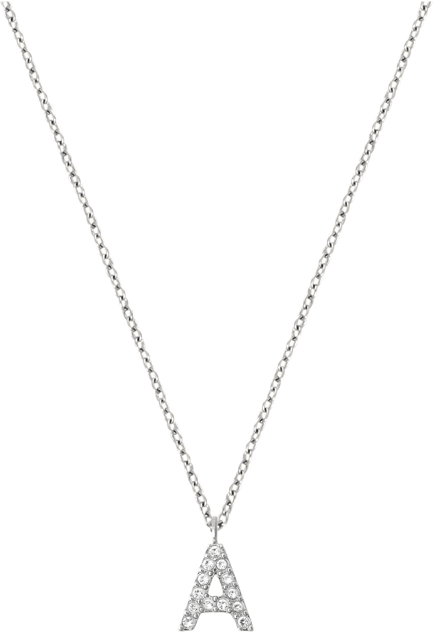 Petite Stone Letter A Steel Necklace, från Mockberg, i färgen Silver.