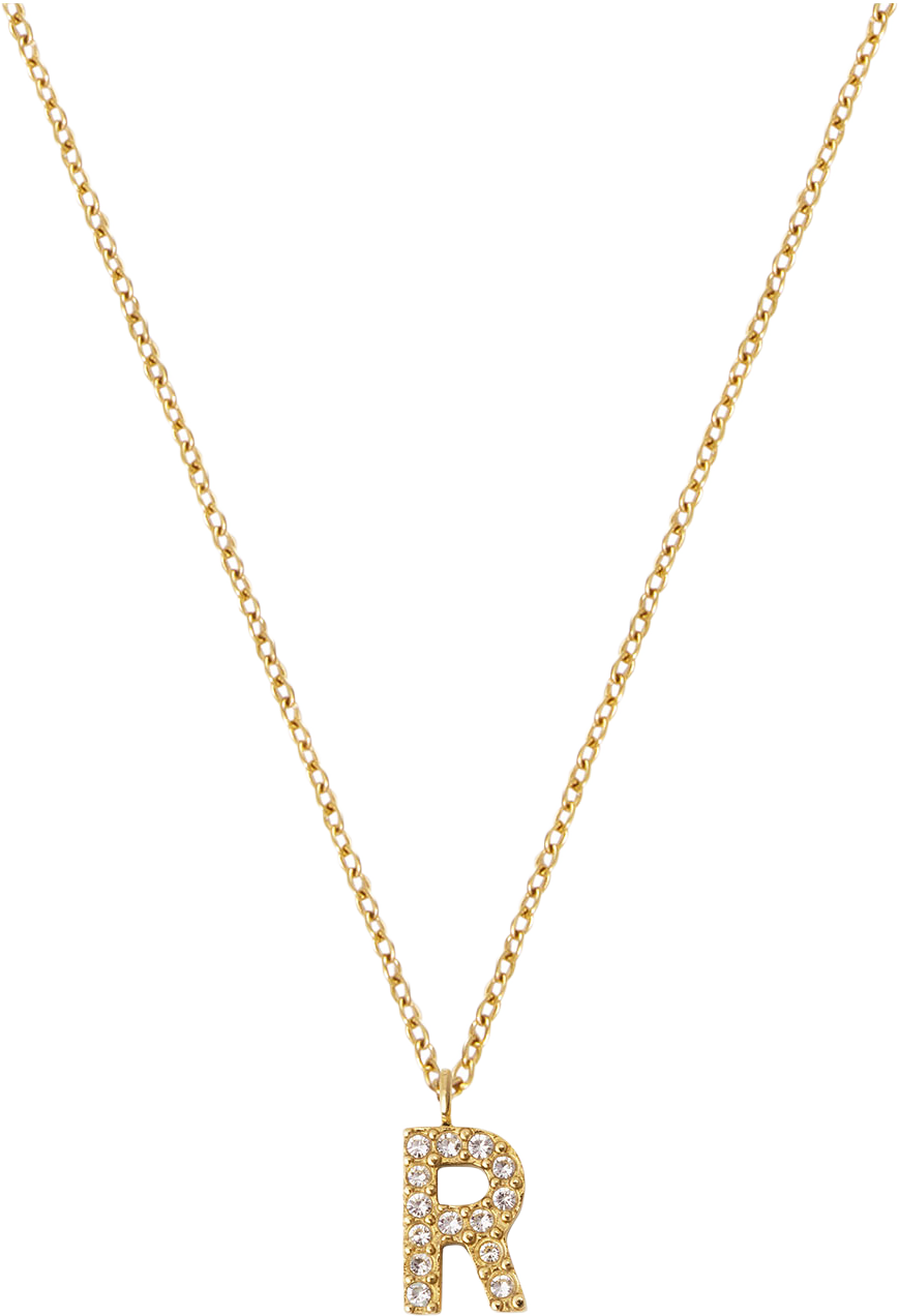 Petite Stone Letter R Gold Necklace, från Mockberg, i färgen Gold.