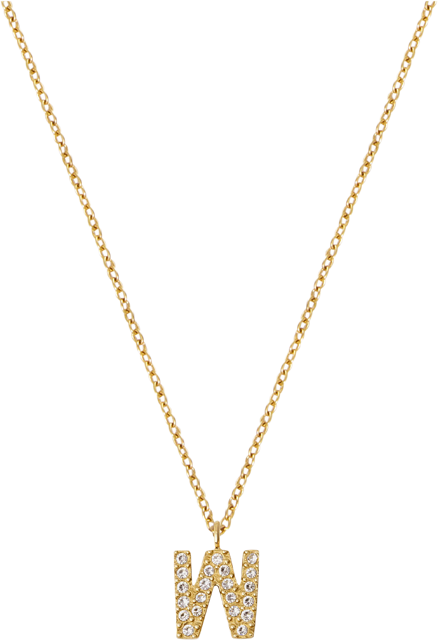 Petite Stone Letter W Gold Necklace, från Mockberg, i färgen Gold.
