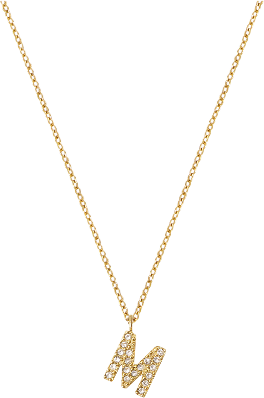 Petite Stone Letter M Gold Necklace, från Mockberg, i färgen Gold.