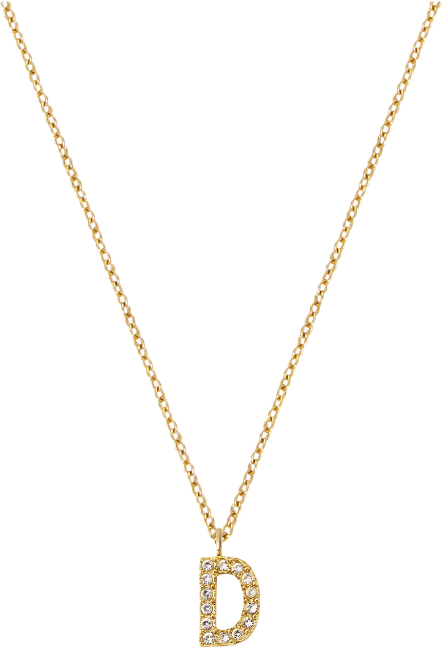 Petite Stone Letter D Gold Necklace, från Mockberg, i färgen Gold.