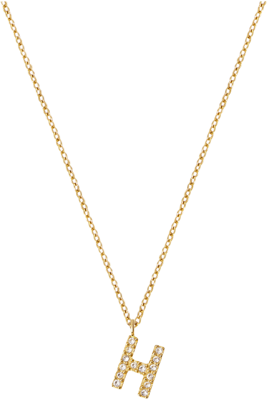 Petite Stone Letter H Gold Necklace, från Mockberg, i färgen Gold.