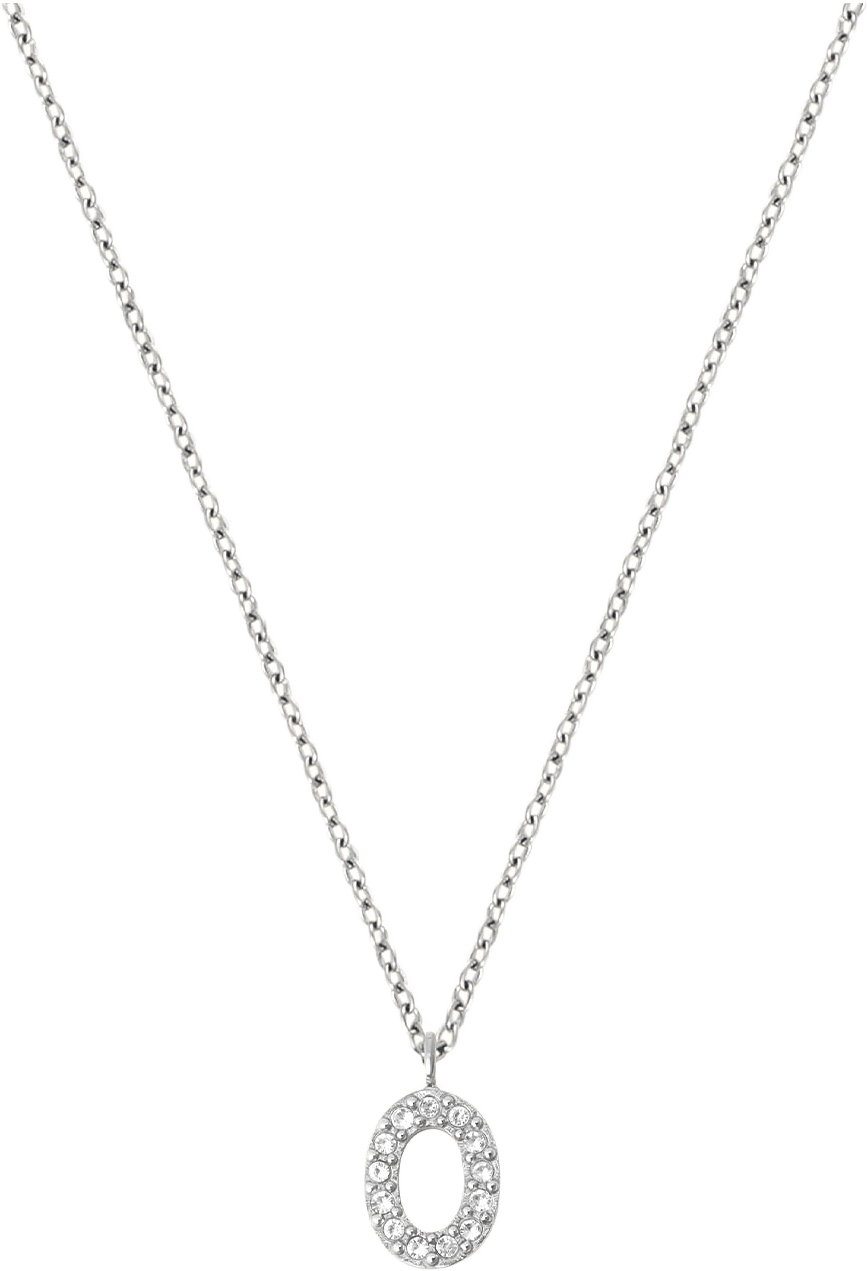 Petite Stone Letter O Steel Necklace, från Mockberg, i färgen Silver.