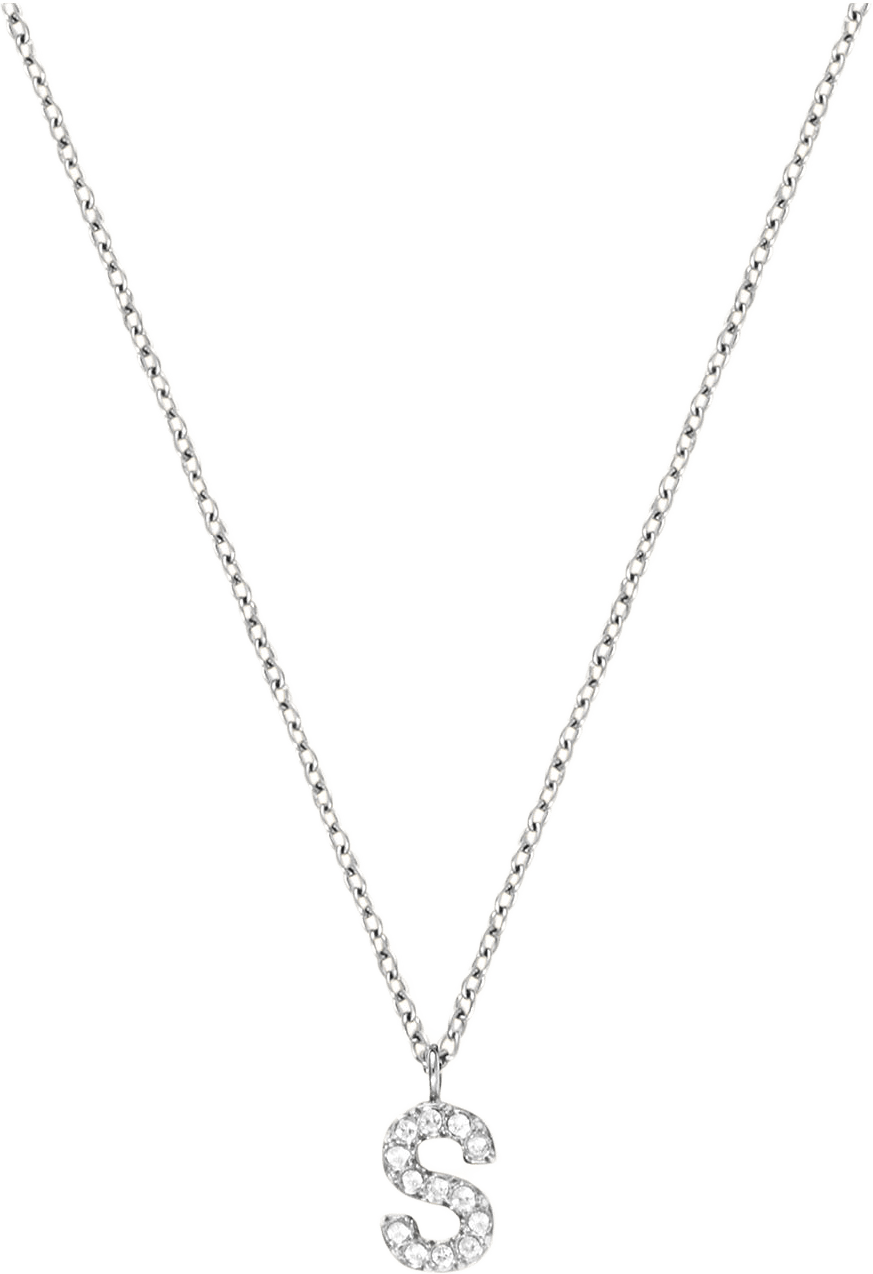 Petite Stone Letter S Steel Necklace, från Mockberg, i färgen Silver.