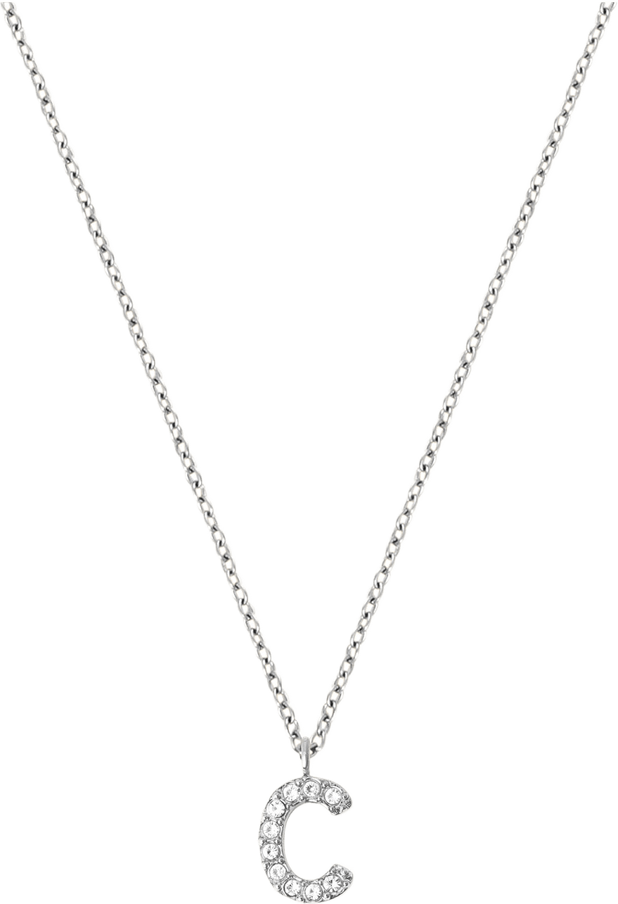 Petite Stone Letter C Steel Necklace, från Mockberg, i färgen Silver.