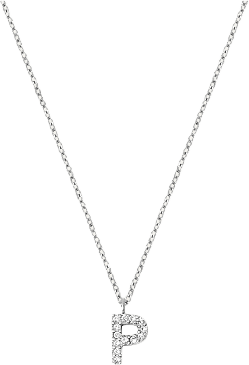 Petite Stone Letter P Steel Necklace, från Mockberg, i färgen Silver.