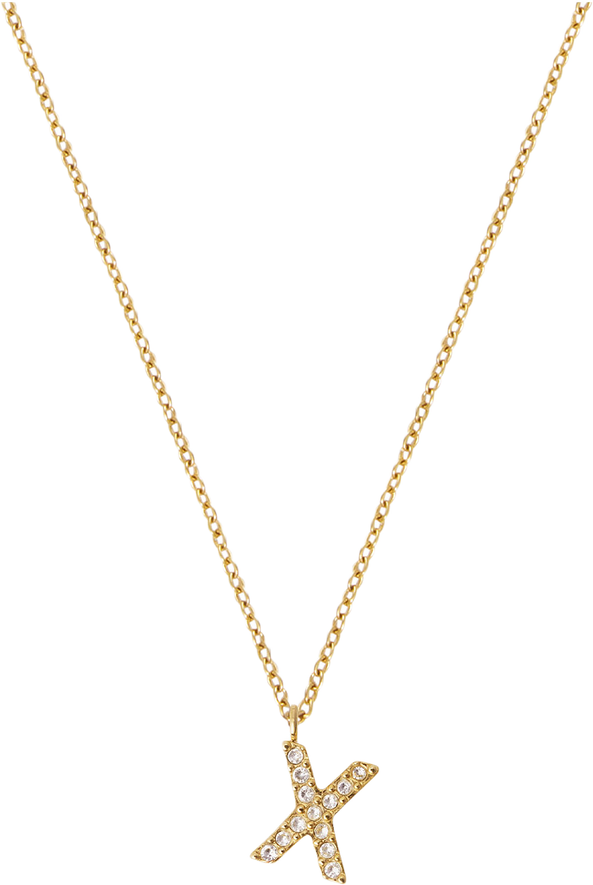 Petite Stone Letter X Gold Necklace, från Mockberg, i färgen Gold.