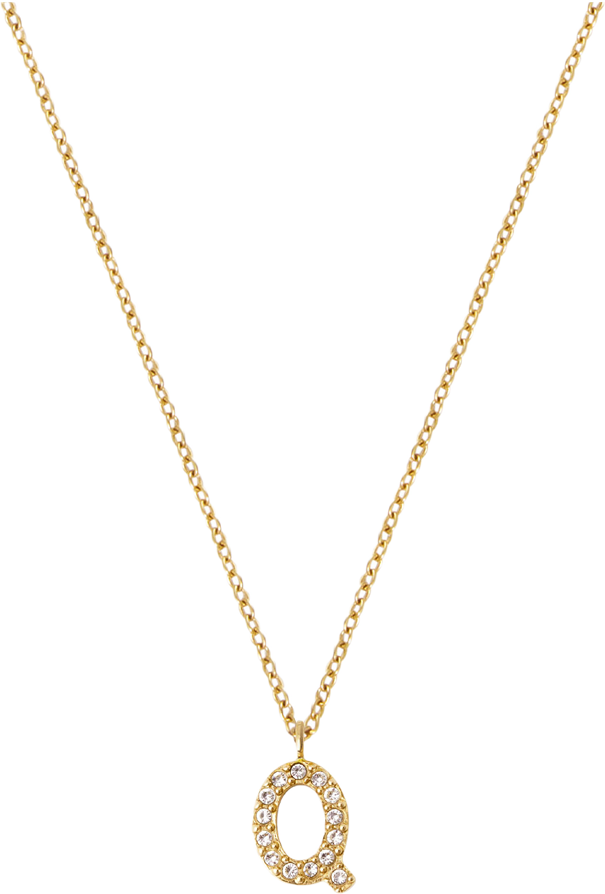 Petite Stone Letter Q Gold Necklace, från Mockberg, i färgen Gold.