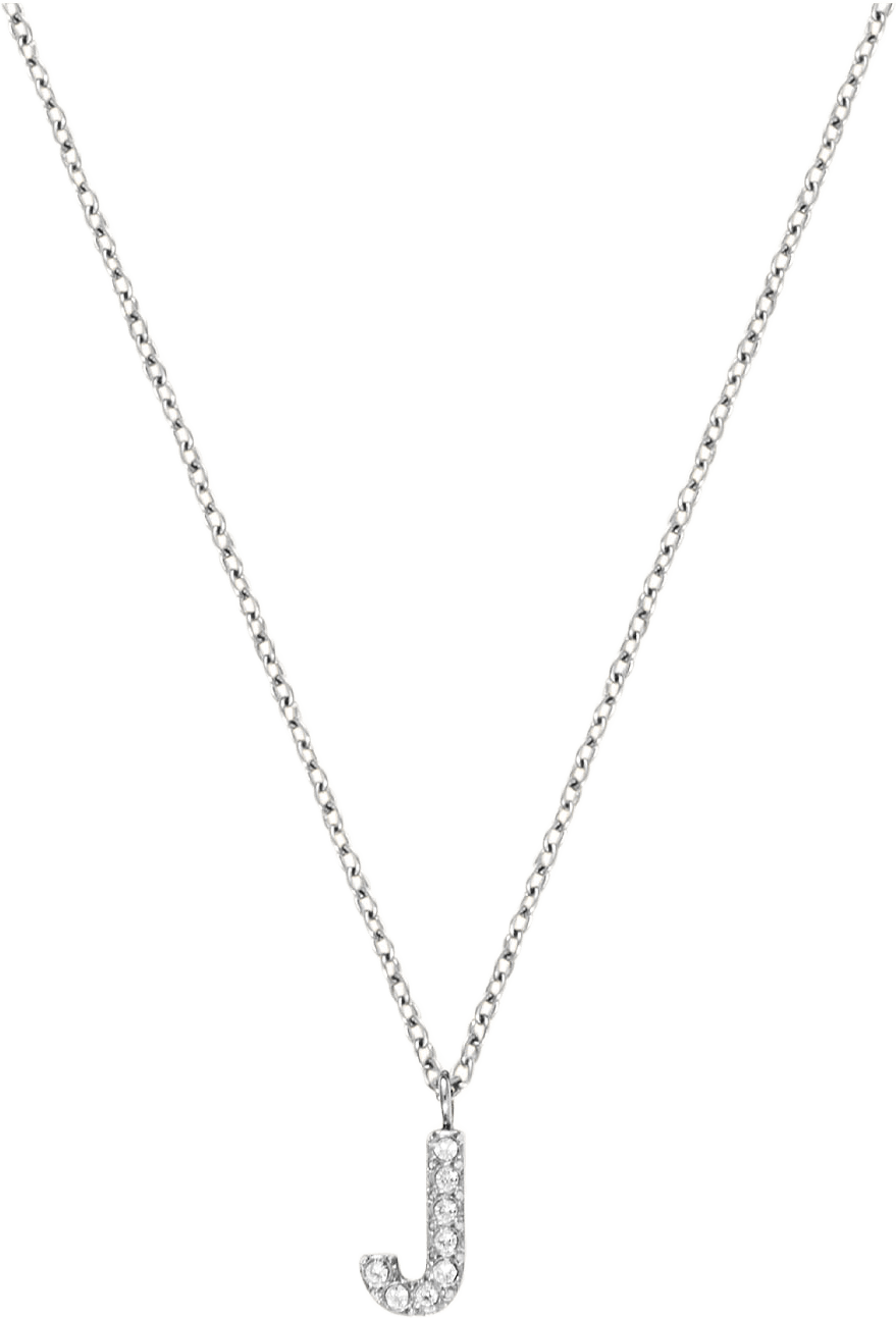 Petite Stone Letter J Steel Necklace, från Mockberg, i färgen Silver.