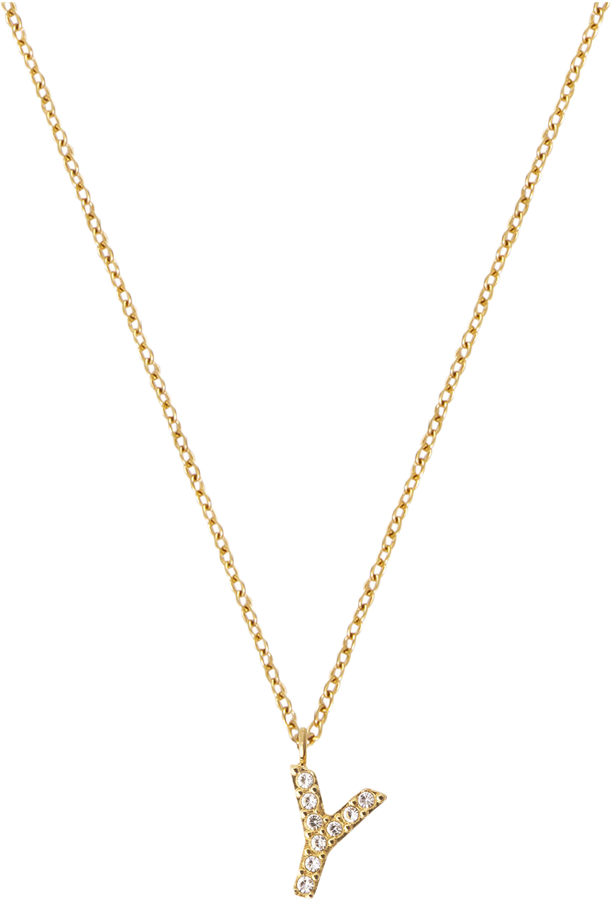 Petite Stone Letter Y Gold Necklace, från Mockberg, i färgen Gold.
