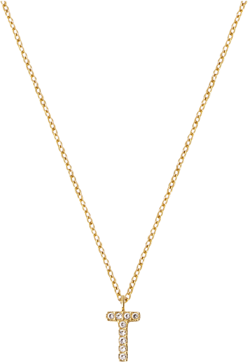 Petite Stone Letter T Gold Necklace, från Mockberg, i färgen Gold.