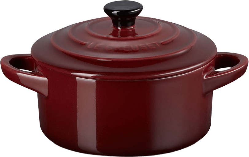 Minigryta stengods 10 cm, från Le Creuset, i färgen Garnet.