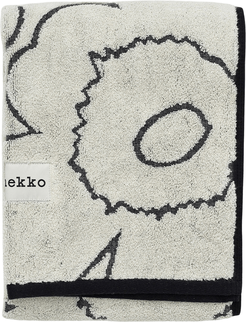 Piirto Unikko Hand Towel50X100, från Marimekko, i färgen Ivory, Black.
