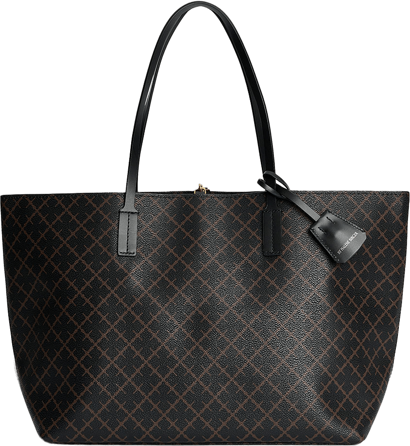 Abigail mönstrad toteväska, från By Malene Birger, i färgen Dark Chokolate.