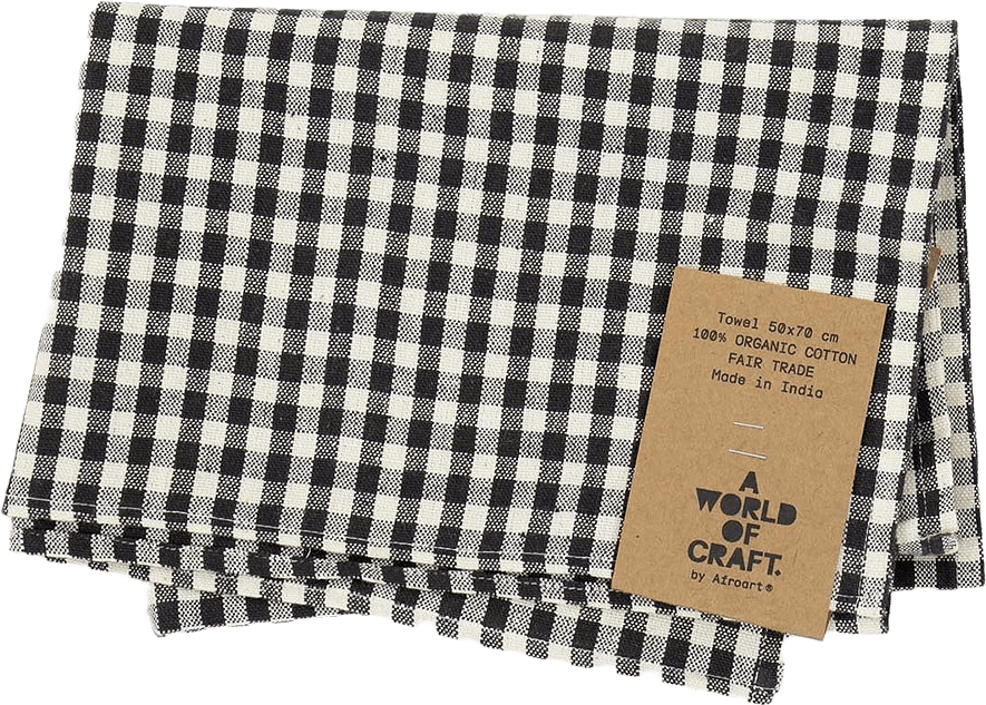 ECO KITCHEN CHECK Handduk, svart/natur, från A World of Craft, i färgen Svart/Natur.
