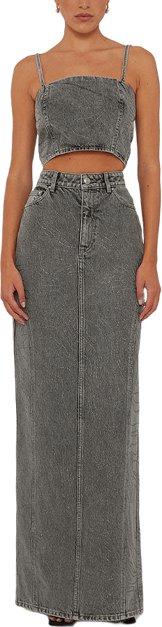 RHINESTONE DENIM SKIRT