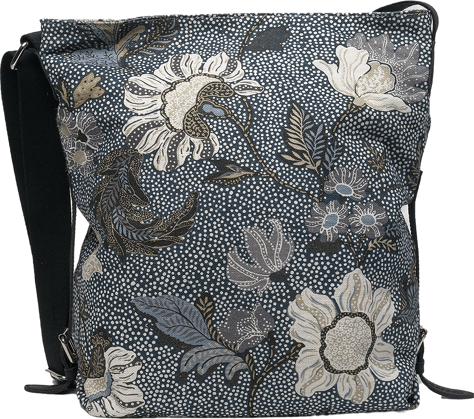 Shoulder Bag Denim Blue Flower Linen