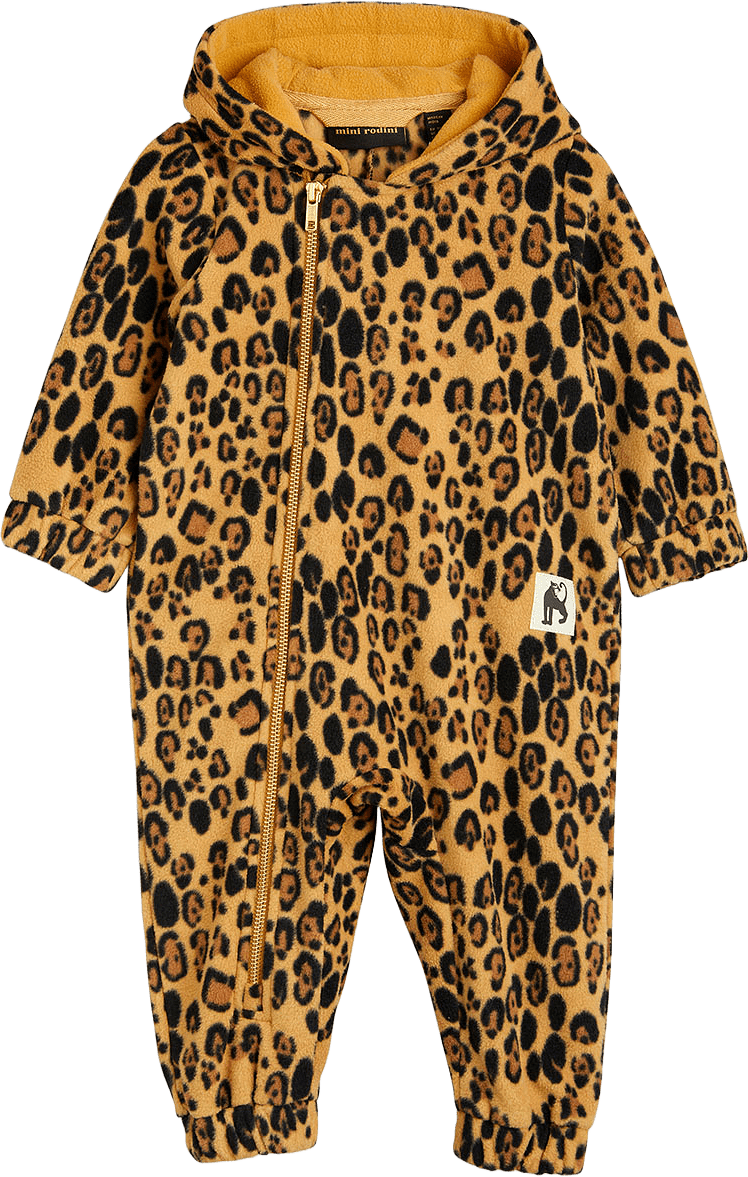 Leopard fleece onesie, från Mini Rodini, i färgen Beige.