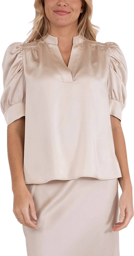 Roella Heavy Sateen Blouse, från Neo Noir, i färgen Champagne.