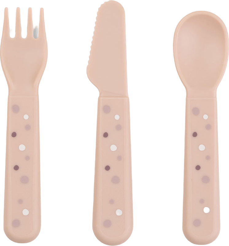 Foodie cutlery set Happy dots Powder, från Done by Deer, i färgen Powder.