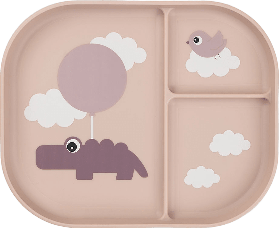 Foodie compartment plate Happy clouds Powder, från Done by Deer, i färgen Powder.