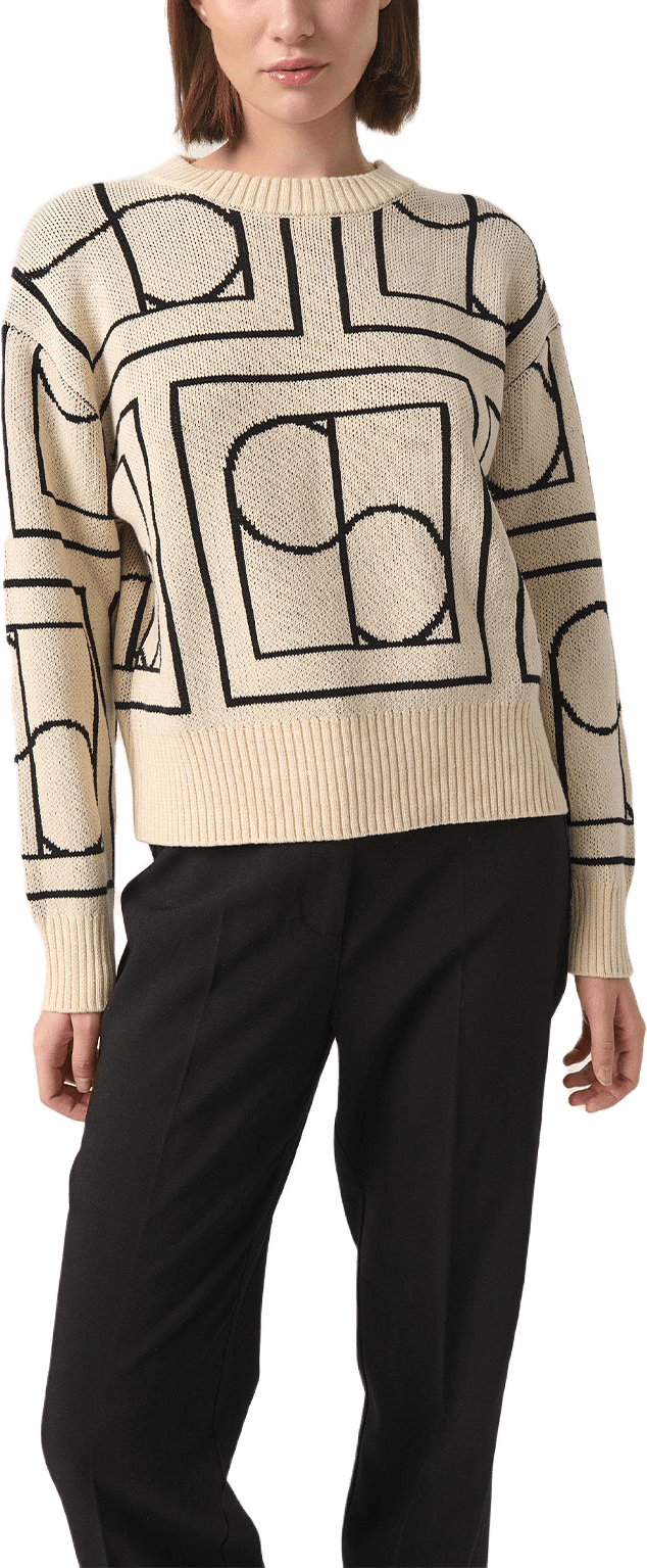 SLCabba Pullover, från Soaked In Luxury, i färgen Sandshell W. Black Monogram.